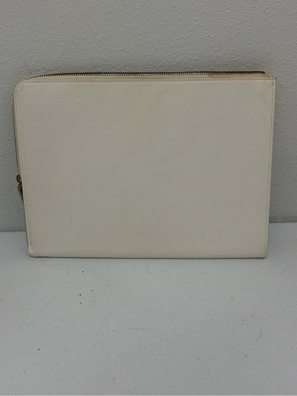 Curiosité & B Beige Solid Zip Clutch Bag Gold Hardware Rectangle